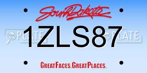 1ZLS87 South Dakota License Plate