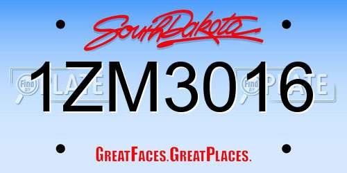 1ZM3016 South Dakota License Plate