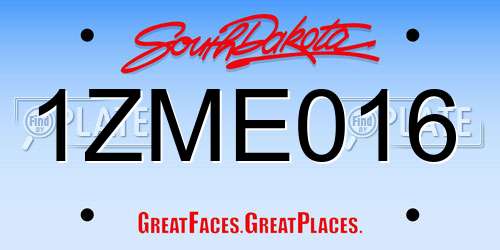 1ZME016 South Dakota License Plate