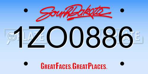 1ZO0886 South Dakota License Plate