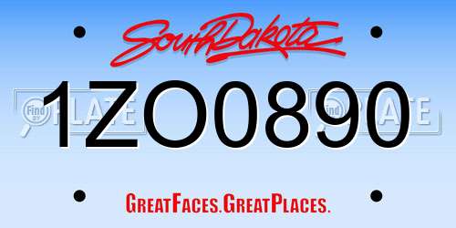 1ZO0890 South Dakota License Plate