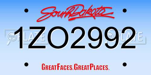 1ZO2992 South Dakota License Plate