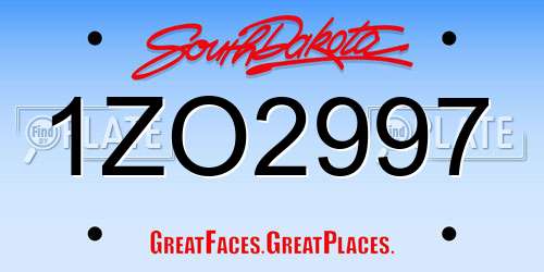 1ZO2997 South Dakota License Plate