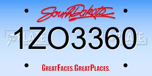 1ZO3360 South Dakota License Plate