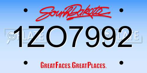 1ZO7992 South Dakota License Plate