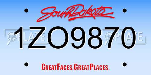 1ZO9870 South Dakota License Plate