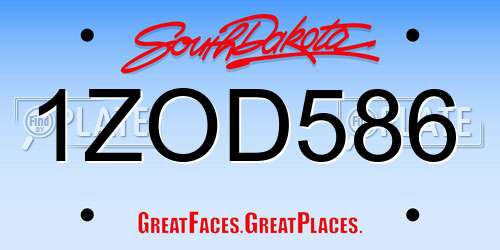 1ZOD586 South Dakota License Plate