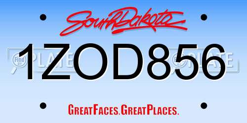 1ZOD856 South Dakota License Plate