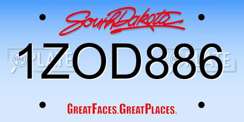 1ZOD886 South Dakota License Plate