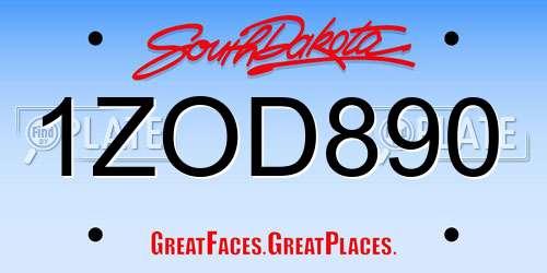 1ZOD890 South Dakota License Plate