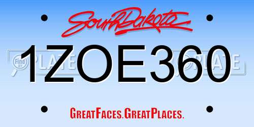 1ZOE360 South Dakota License Plate