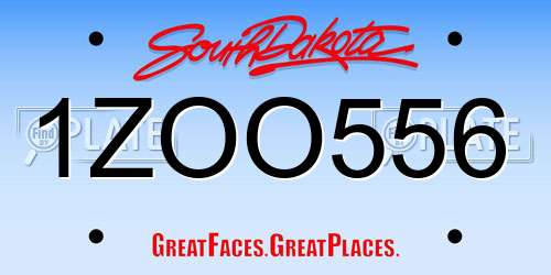 1ZOO556 South Dakota License Plate
