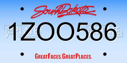 1ZOO586 South Dakota License Plate