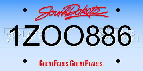 1ZOO886 South Dakota License Plate