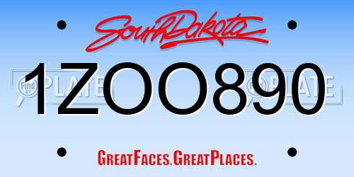 1ZOO890 South Dakota License Plate