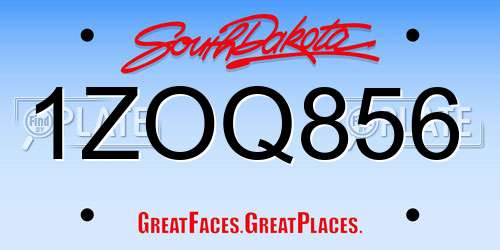 1ZOQ856 South Dakota License Plate