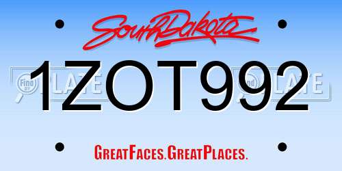 1ZOT992 South Dakota License Plate
