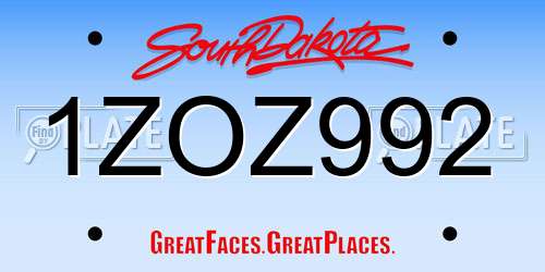1ZOZ992 South Dakota License Plate