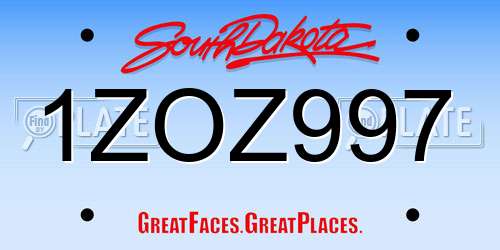 1ZOZ997 South Dakota License Plate