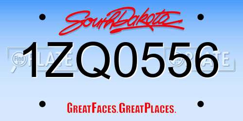 1ZQ0556 South Dakota License Plate