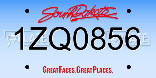 1ZQ0856 South Dakota License Plate