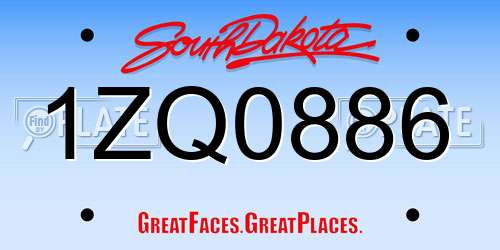 1ZQ0886 South Dakota License Plate
