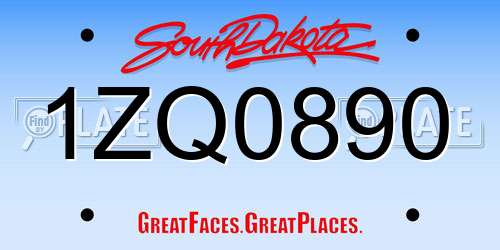 1ZQ0890 South Dakota License Plate