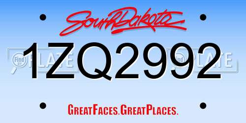 1ZQ2992 South Dakota License Plate
