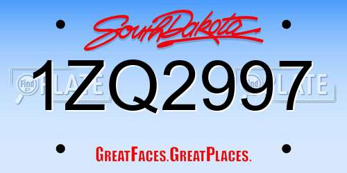 1ZQ2997 South Dakota License Plate