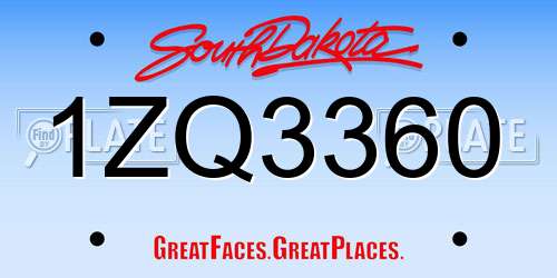 1ZQ3360 South Dakota License Plate