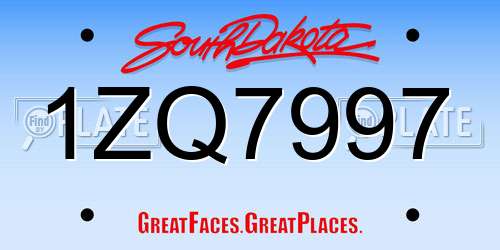 1ZQ7997 South Dakota License Plate