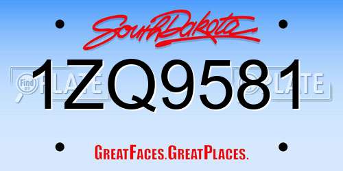 1ZQ9581 South Dakota License Plate