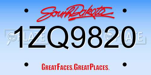 1ZQ9820 South Dakota License Plate