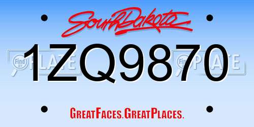 1ZQ9870 South Dakota License Plate