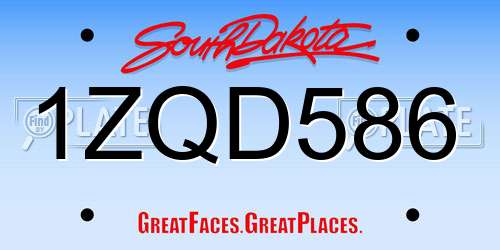 1ZQD586 South Dakota License Plate