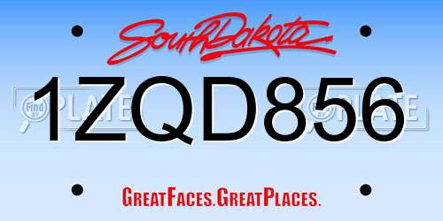 1ZQD856 South Dakota License Plate
