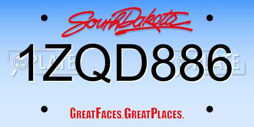 1ZQD886 South Dakota License Plate