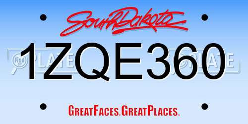 1ZQE360 South Dakota License Plate