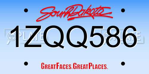 1ZQQ586 South Dakota License Plate