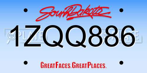 1ZQQ886 South Dakota License Plate