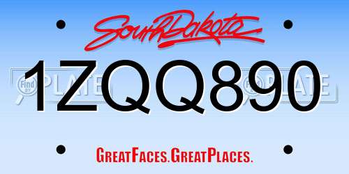 1ZQQ890 South Dakota License Plate