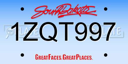 1ZQT997 South Dakota License Plate