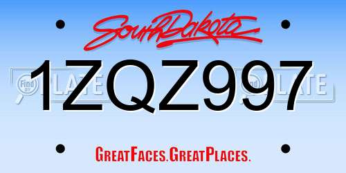 1ZQZ997 South Dakota License Plate