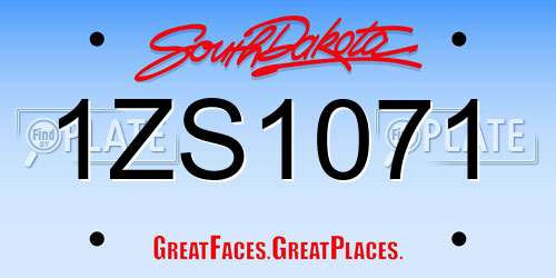 1ZS1071 South Dakota License Plate