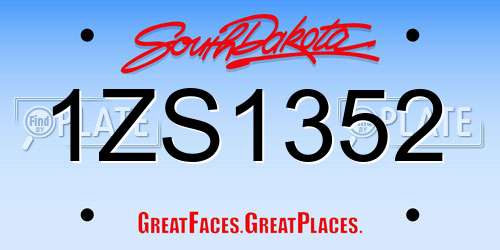 1ZS1352 South Dakota License Plate