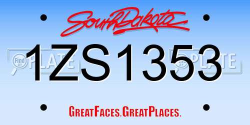1ZS1353 South Dakota License Plate