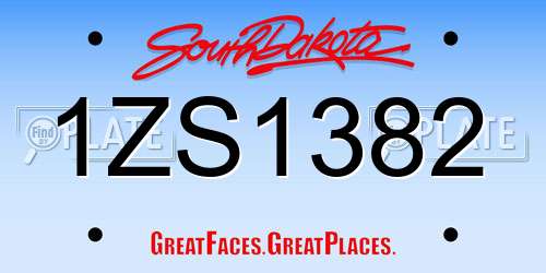 1ZS1382 South Dakota License Plate
