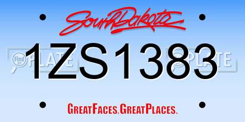 1ZS1383 South Dakota License Plate