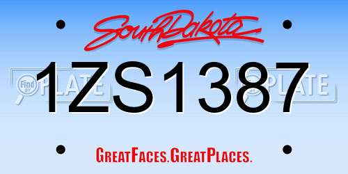 1ZS1387 South Dakota License Plate