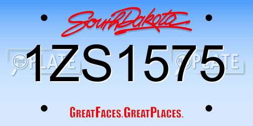 1ZS1575 South Dakota License Plate